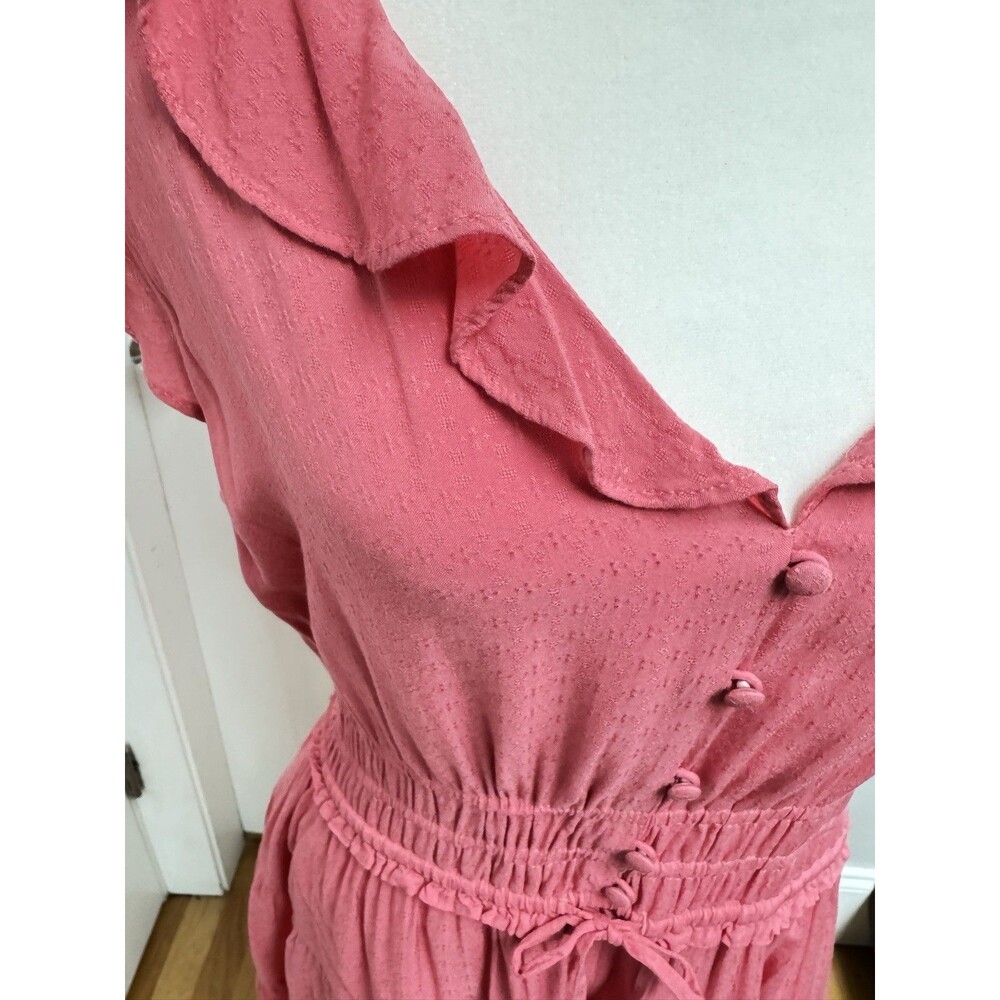PAIGE Womens Dress Large Paradis Tiered Ruffle Mini- Raspberry - Picture 5 of 7
